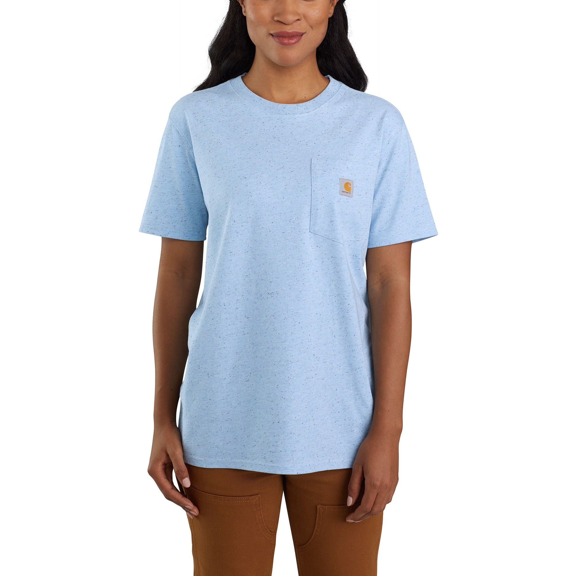 Carhartt Women's Short Sleeve Pocket T-Shirt_Powder Blue Nep - Work World - Workwear, Work Boots, Safety Gear