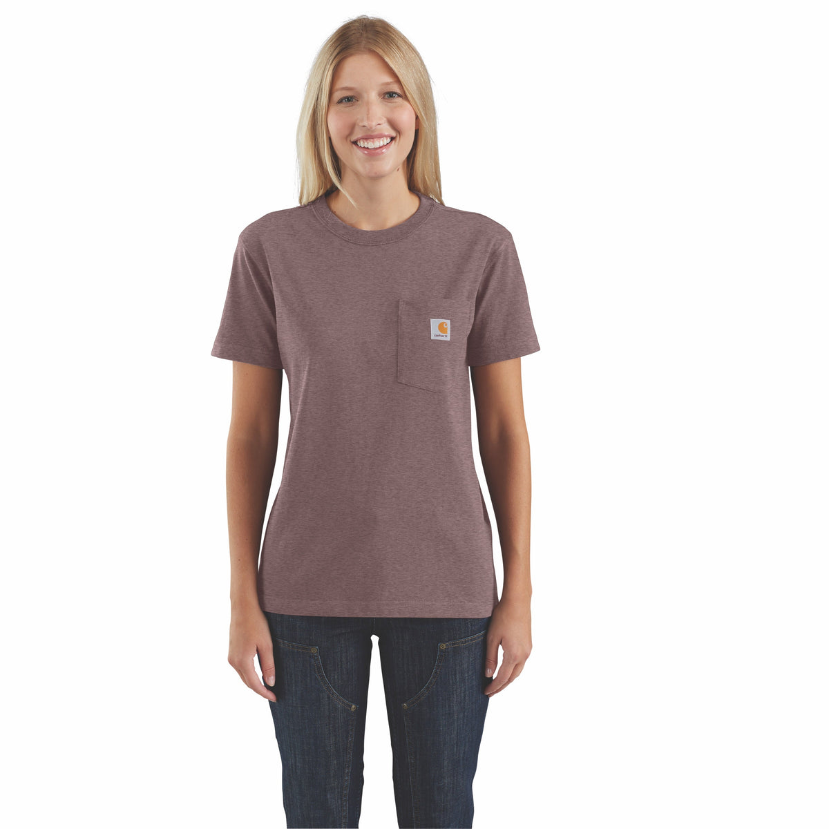 Carhartt Women&#39;s Short Sleeve Pocket T-Shirt_Raisin Heather - Work World - Workwear, Work Boots, Safety Gear