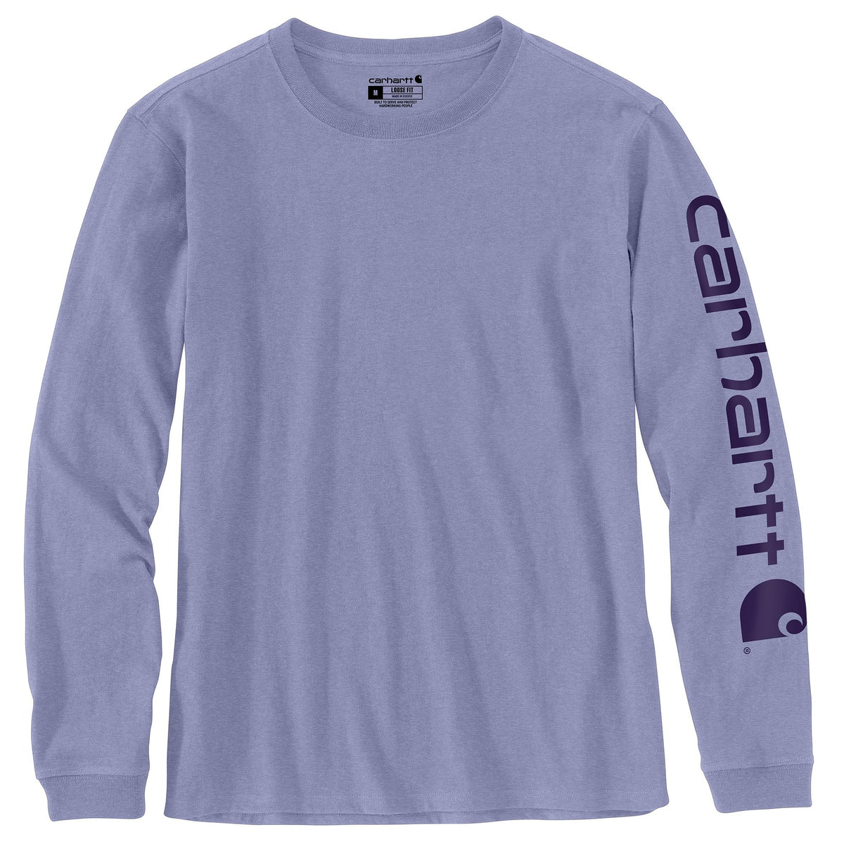 Carhartt Women&#39;s Heavyweight Long Sleeve Logo T-Shirt_Soft Lavender Heather - Work World - Workwear, Work Boots, Safety Gear