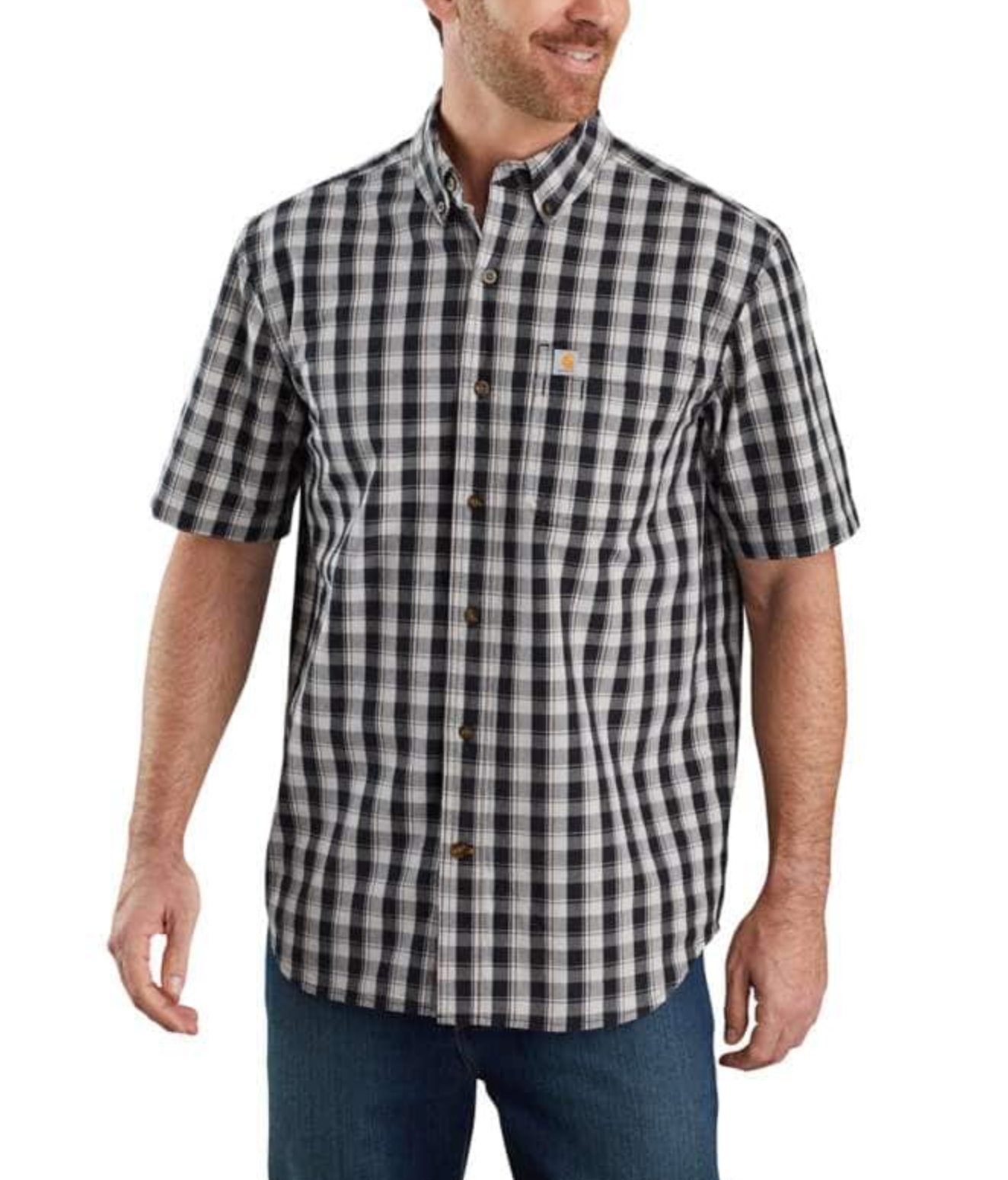Carhartt Men's Midweight Button-Front Plaid Short Sleeve Shirt - Work World - Workwear, Work Boots, Safety Gear