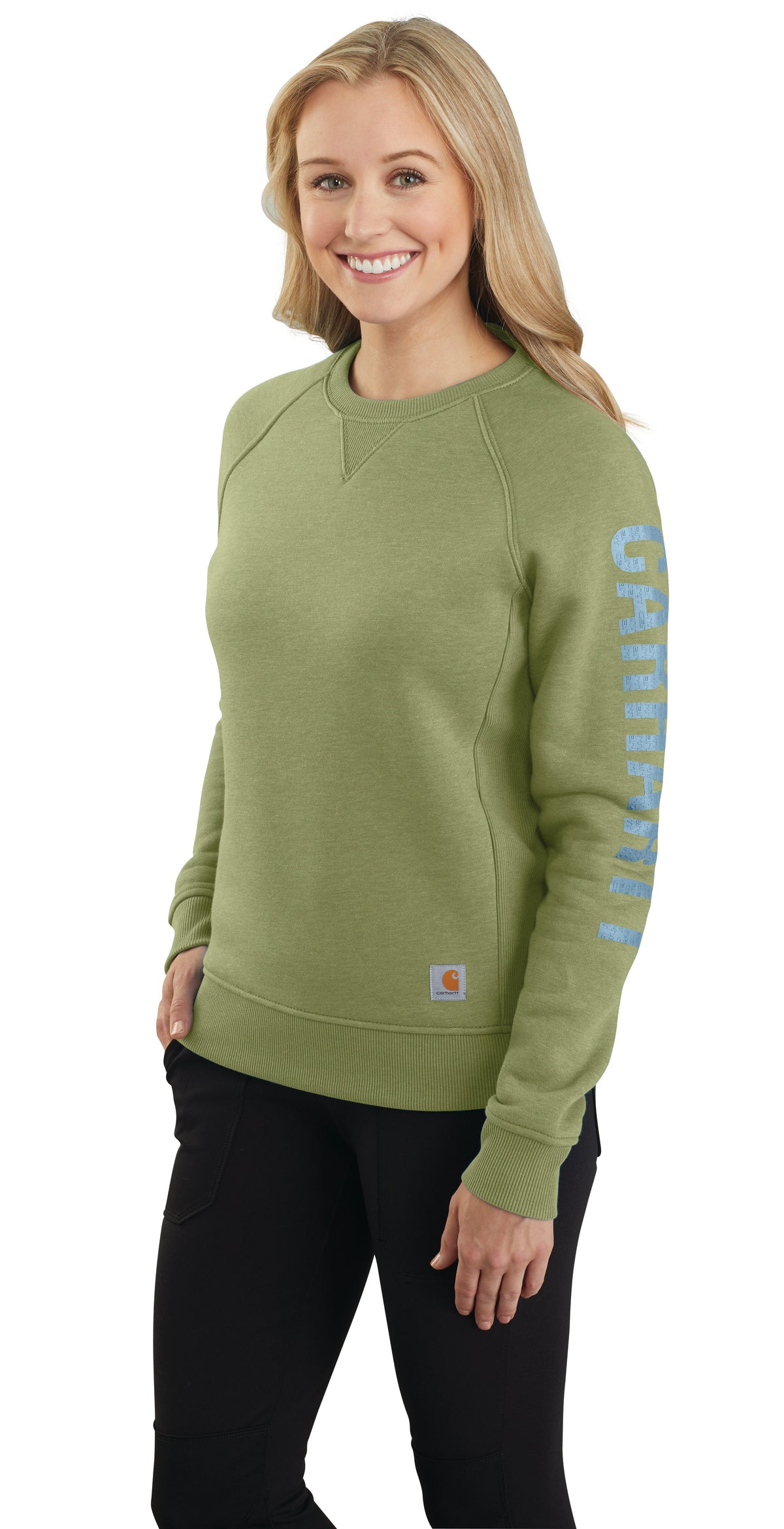 Carhartt Women&#39;s Crewneck Graphic Sweatshirt_Green Olive Heather - Work World - Workwear, Work Boots, Safety Gear