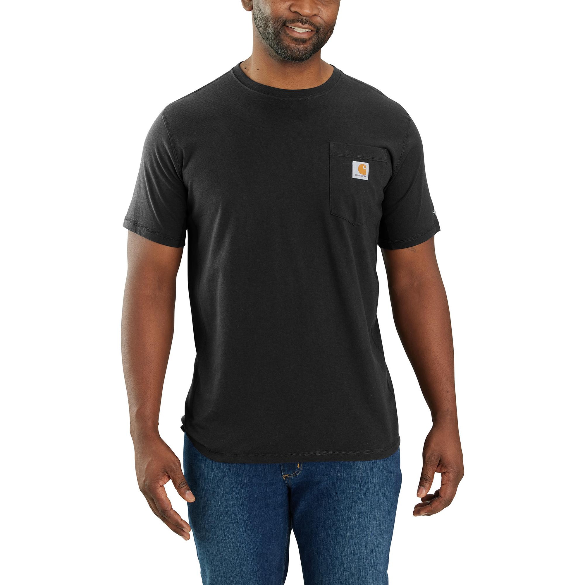 Carhartt Men's Force® Relaxed Fit Midweight Short Sleeve Pocket Tee_Black - Work World - Workwear, Work Boots, Safety Gear
