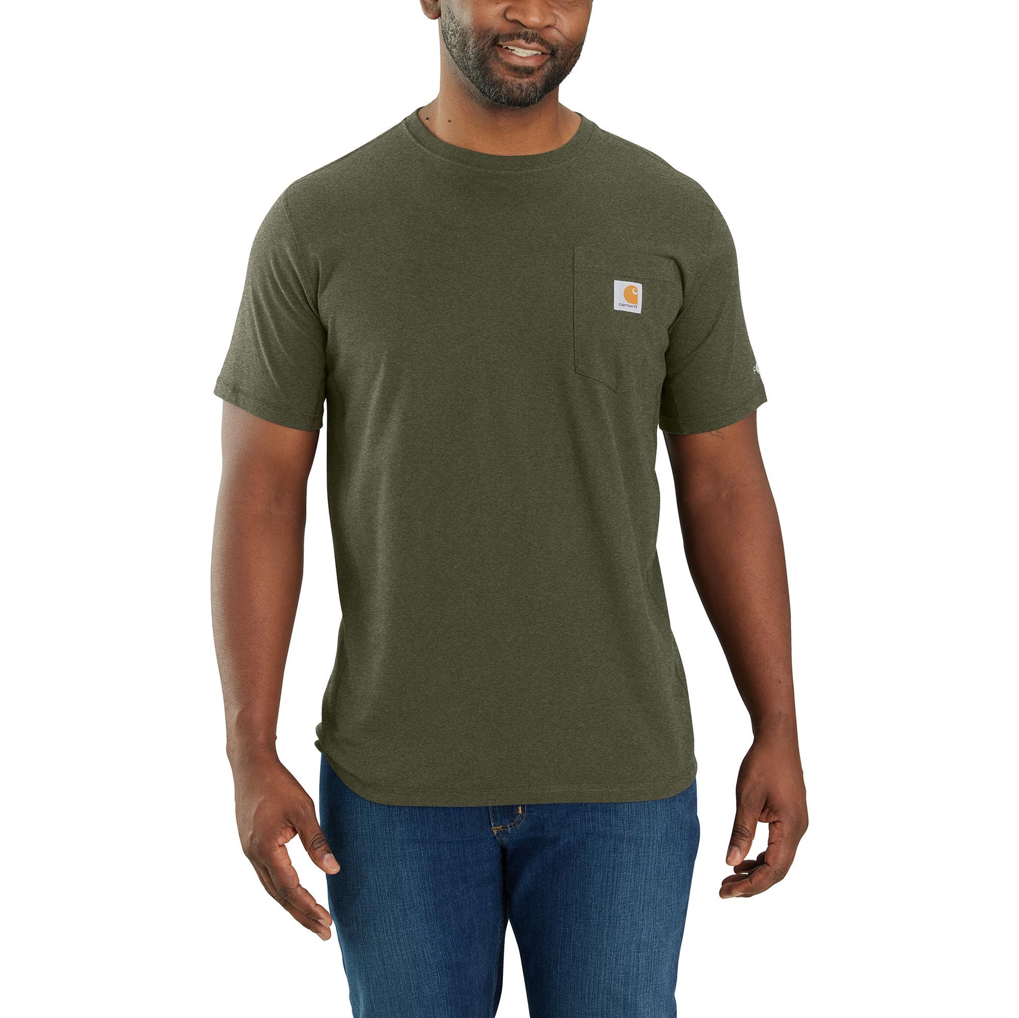 Carhartt Men's Force® Relaxed Fit Midweight Short Sleeve Pocket Tee_Basil Heather - Work World - Workwear, Work Boots, Safety Gear