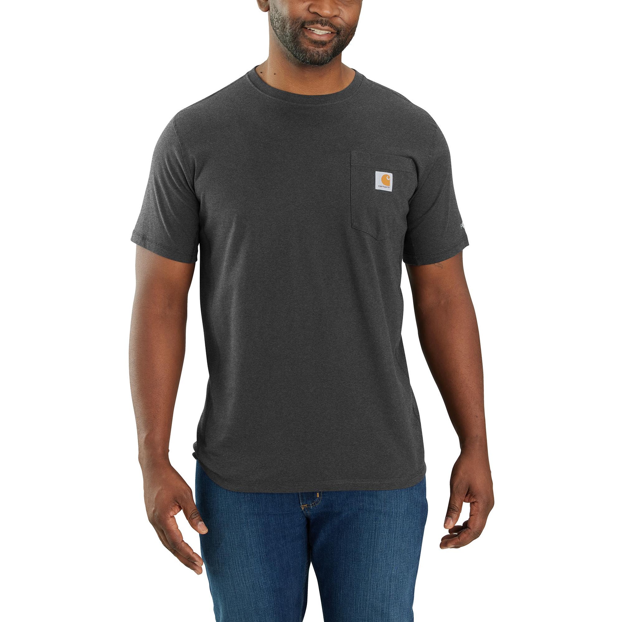 Carhartt Men's Force® Relaxed Fit Midweight Short Sleeve Pocket Tee_Carbon Heather - Work World - Workwear, Work Boots, Safety Gear