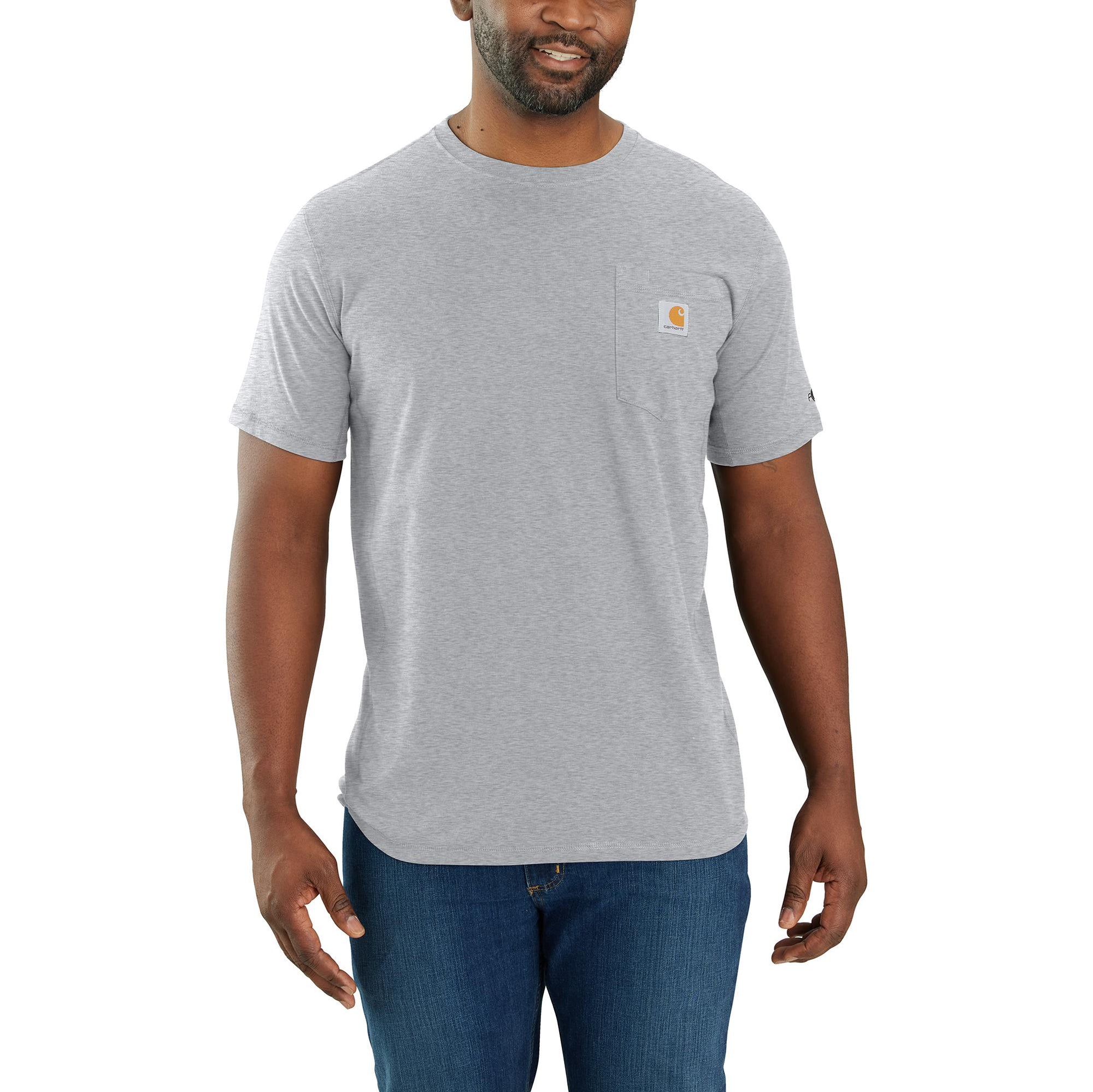 Carhartt Men's Force® Relaxed Fit Midweight Short Sleeve Pocket Tee_Heather Grey - Work World - Workwear, Work Boots, Safety Gear