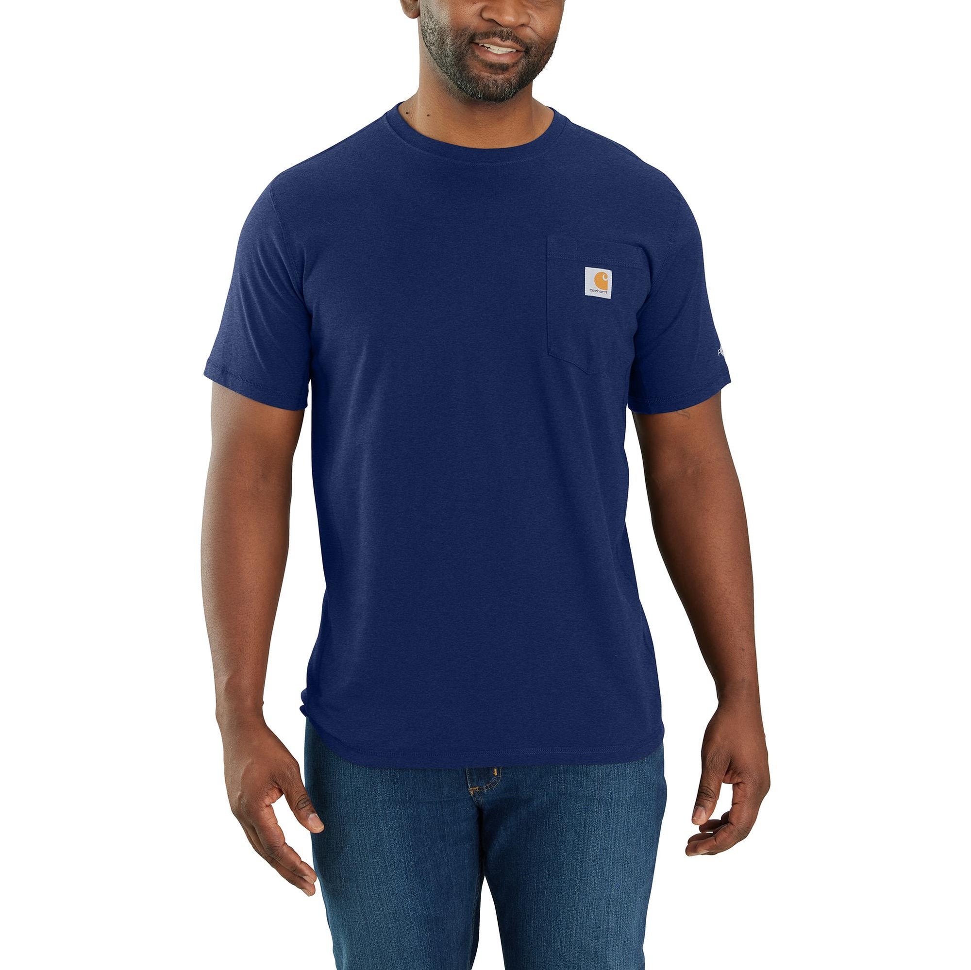 Carhartt Men's Force® Relaxed Fit Midweight Short Sleeve Pocket Tee_Scout Blue Heather - Work World - Workwear, Work Boots, Safety Gear
