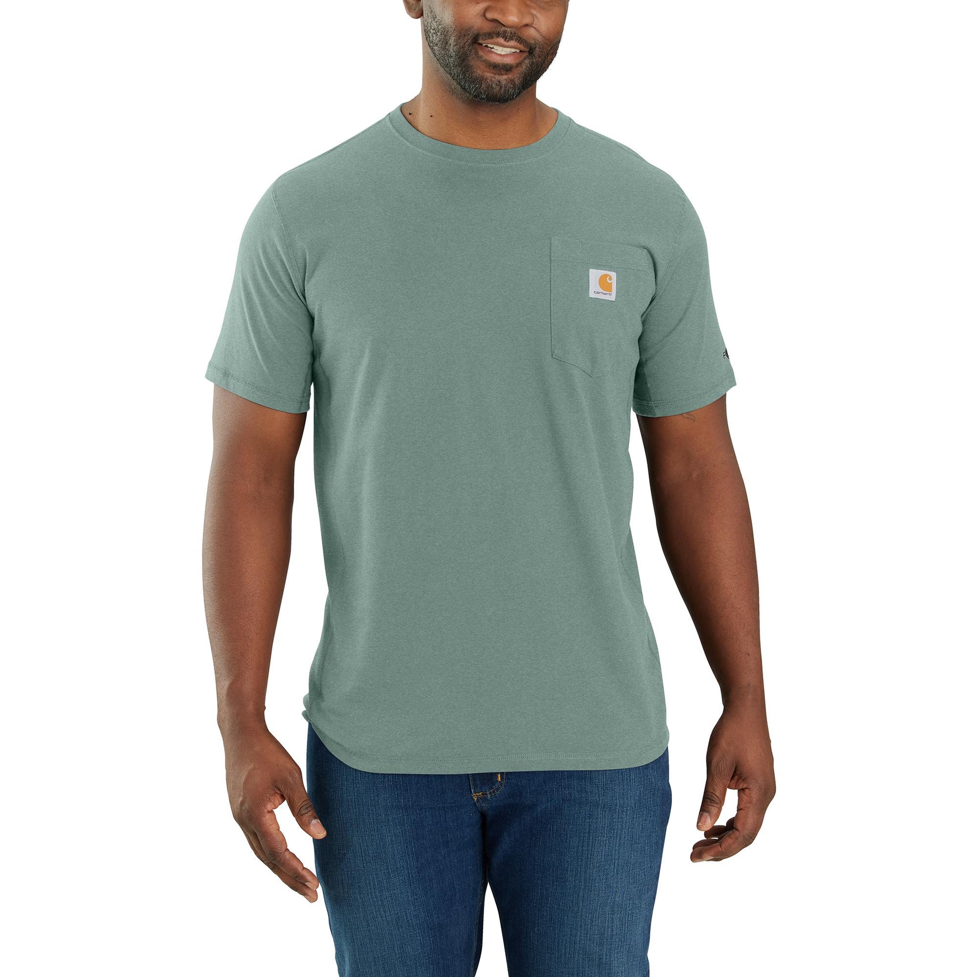 Carhartt Men's Force® Relaxed Fit Midweight Short Sleeve Pocket Tee_Succulent Heather - Work World - Workwear, Work Boots, Safety Gear