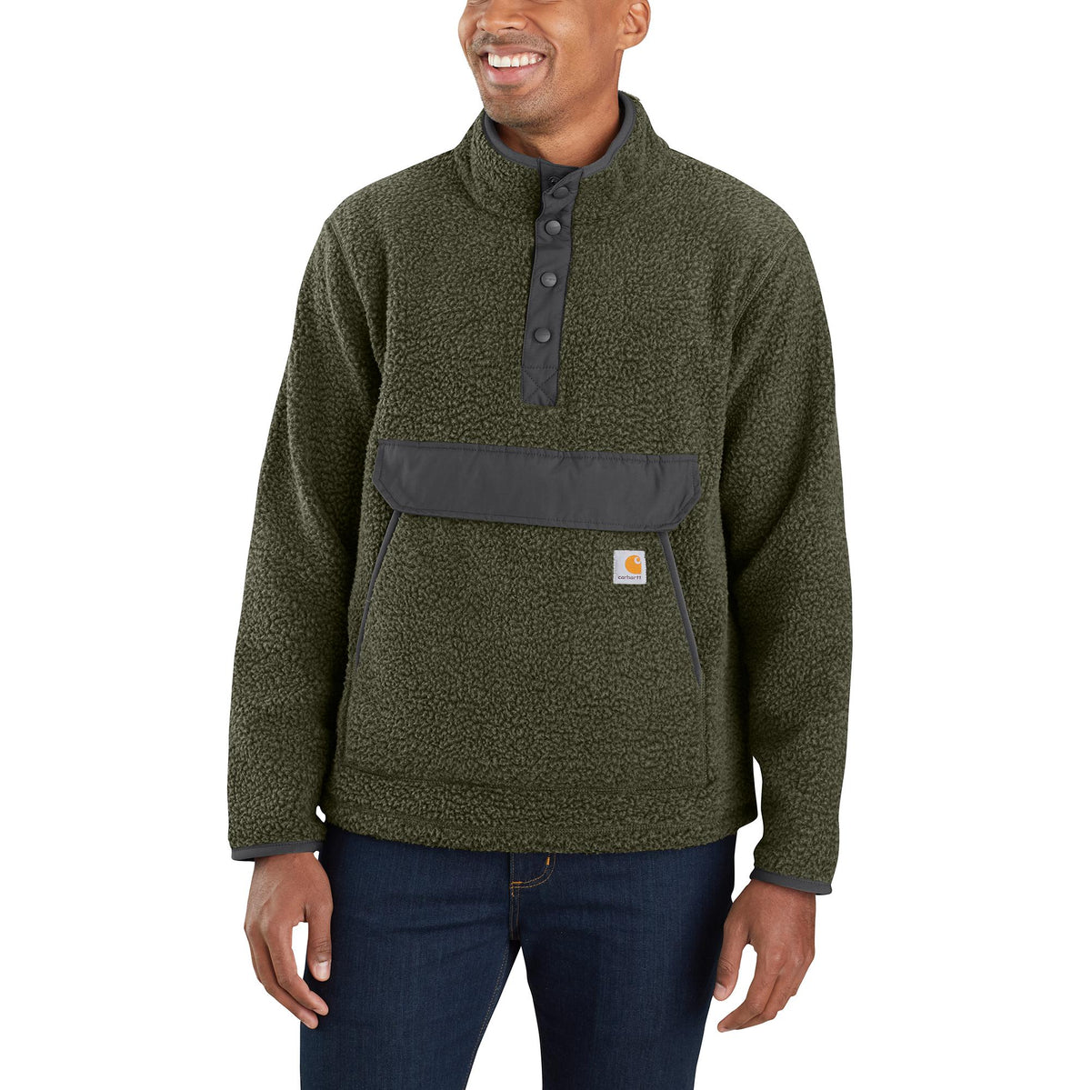 Carhartt Men&#39;s Relaxed Fit Snap Front Fleece Pullover - Work World - Workwear, Work Boots, Safety Gear