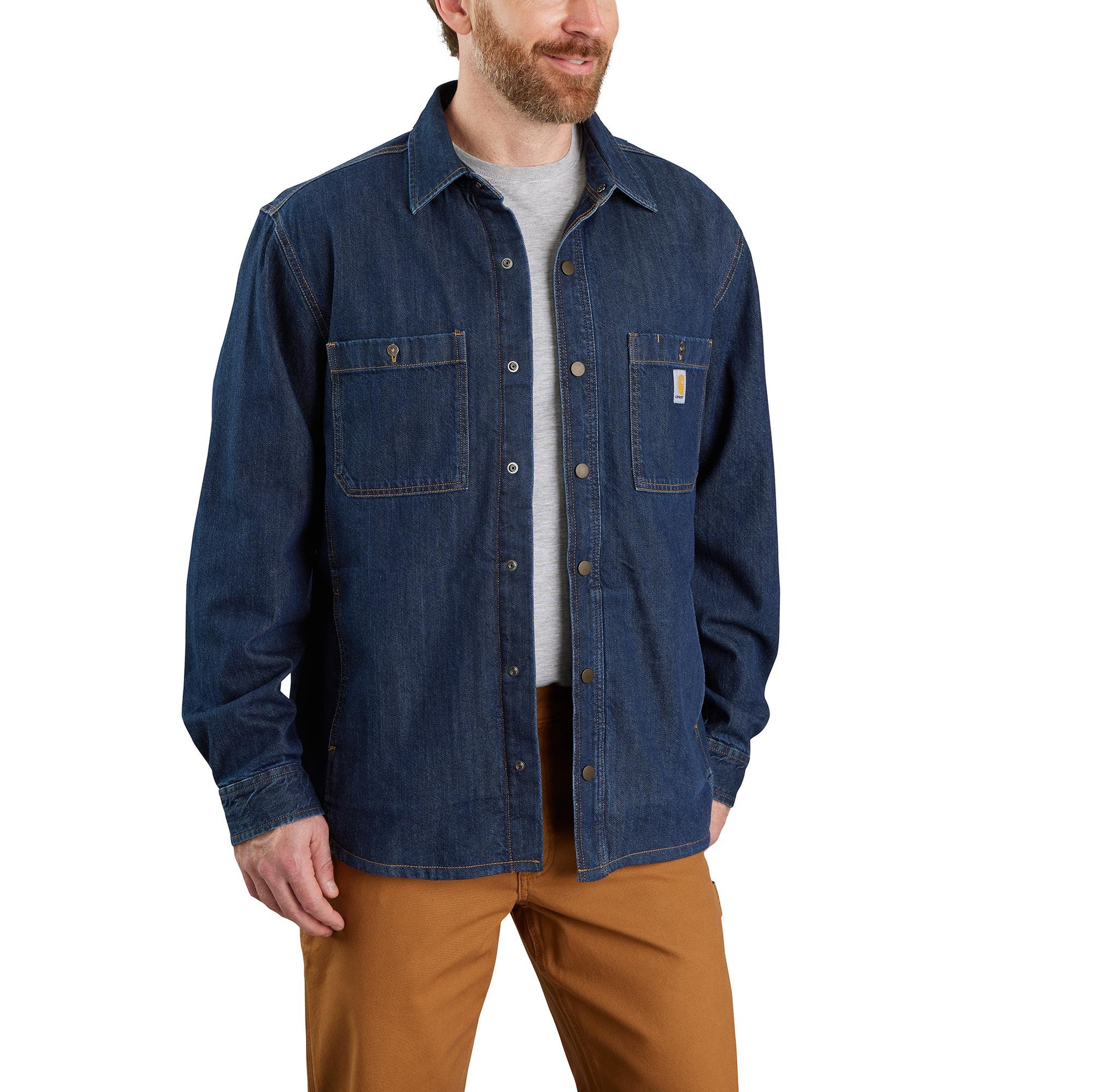 Carhartt Men's Denim Fleece Lined Snap-Front Shirt Jac - Work World - Workwear, Work Boots, Safety Gear