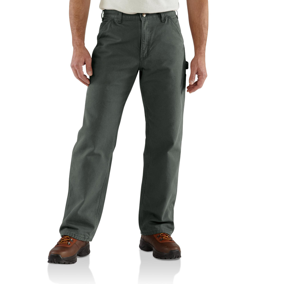 Carhartt Men&#39;s Flannel Lined Dungaree_Moss - Work World - Workwear, Work Boots, Safety Gear