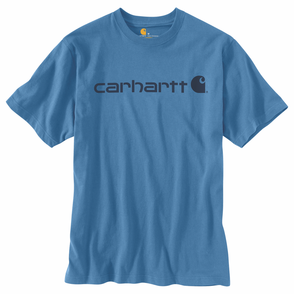 Carhartt Men&#39;s Signature Logo Short Sleeve T-Shirt_French Blue - Work World - Workwear, Work Boots, Safety Gear