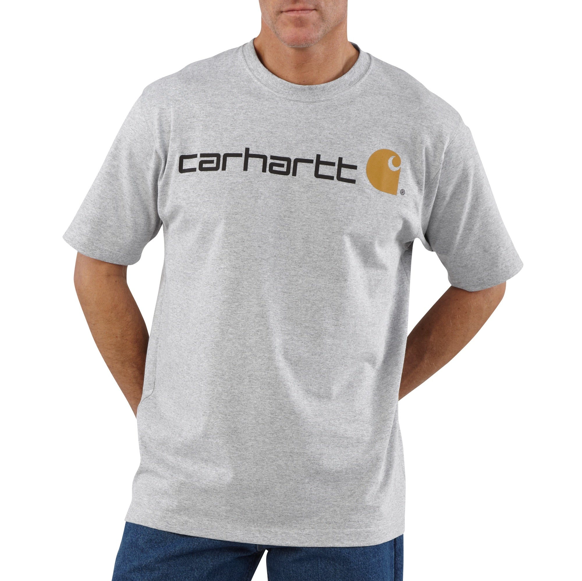 Carhartt Men's Signature Logo Short Sleeve T-Shirt_Heather Grey - Work World - Workwear, Work Boots, Safety Gear