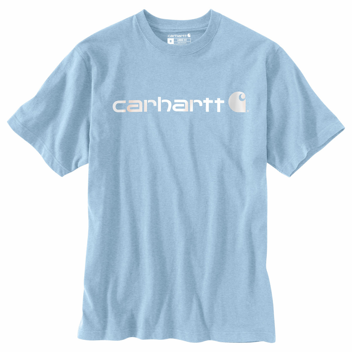 Carhartt Men&#39;s Signature Logo Short Sleeve T-Shirt_Tourmaline Heather - Work World - Workwear, Work Boots, Safety Gear