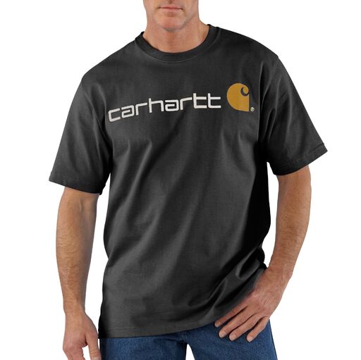 Carhartt Men&#39;s Signature Logo Short Sleeve T-Shirt_Black - Work World - Workwear, Work Boots, Safety Gear