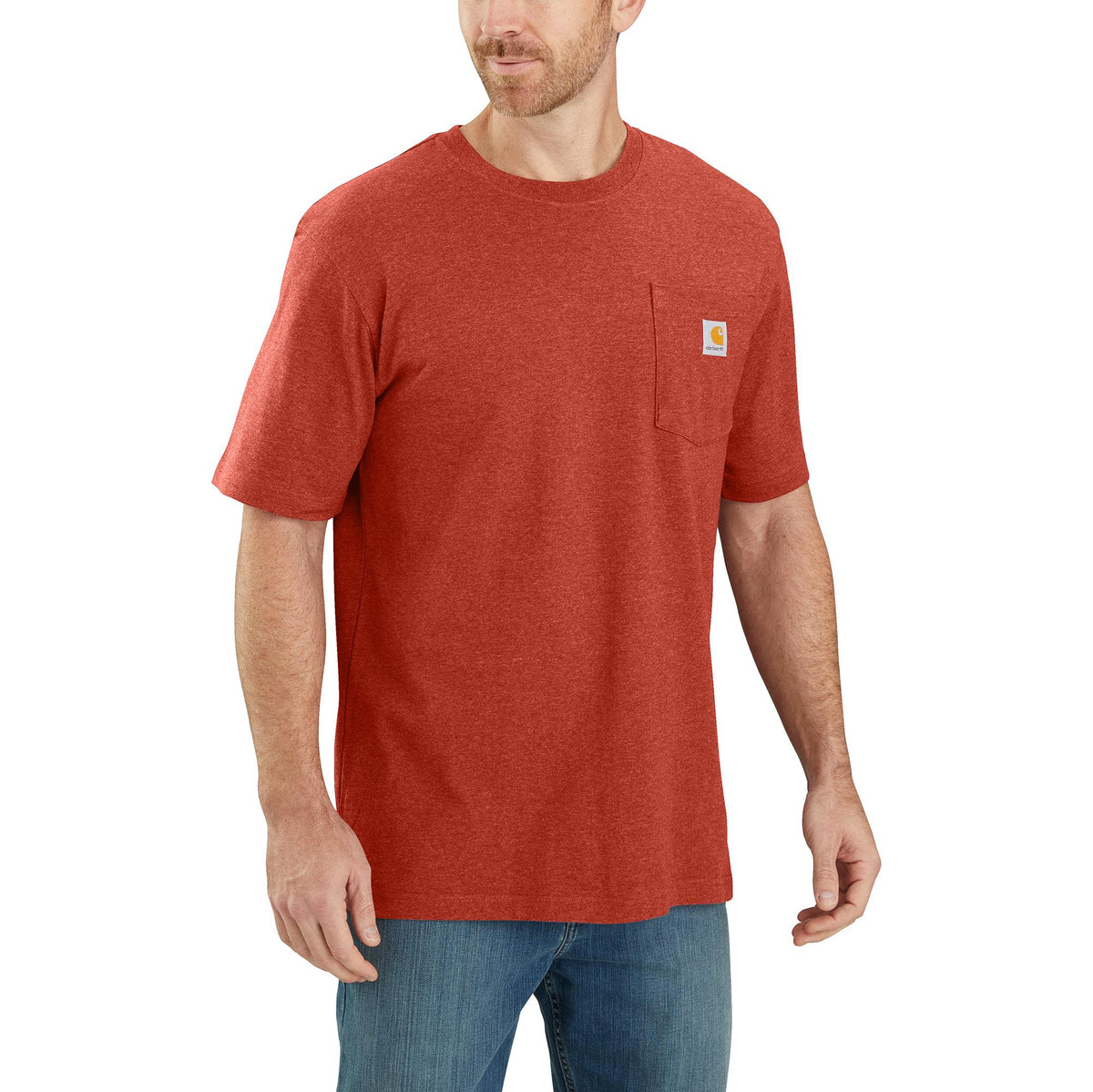 Carhartt Men&#39;s Short Sleeve Pocket T-Shirt_Chili Pepper Heather - Work World - Workwear, Work Boots, Safety Gear