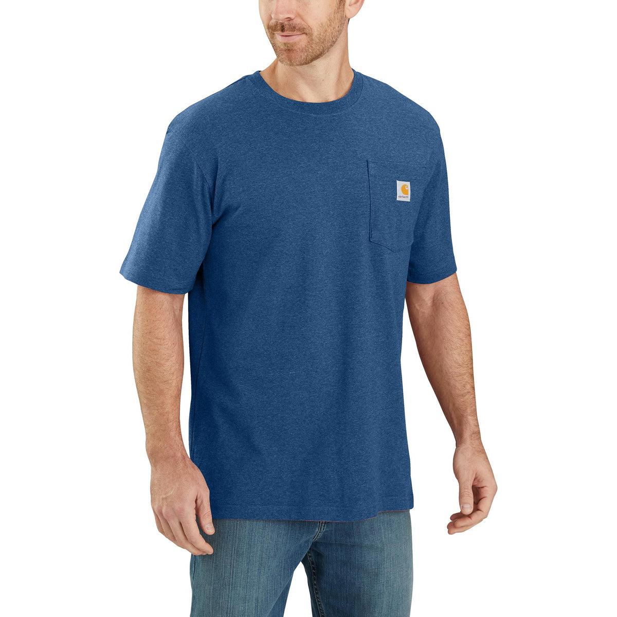 Carhartt Men&#39;s Short Sleeve Pocket T-Shirt_Lakeshore Heather - Work World - Workwear, Work Boots, Safety Gear