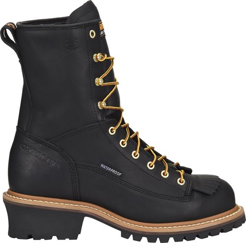 Carolina Men's Spruce 8" Waterproof Soft Toe Logger Boot_Black - Work World - Workwear, Work Boots, Safety Gear