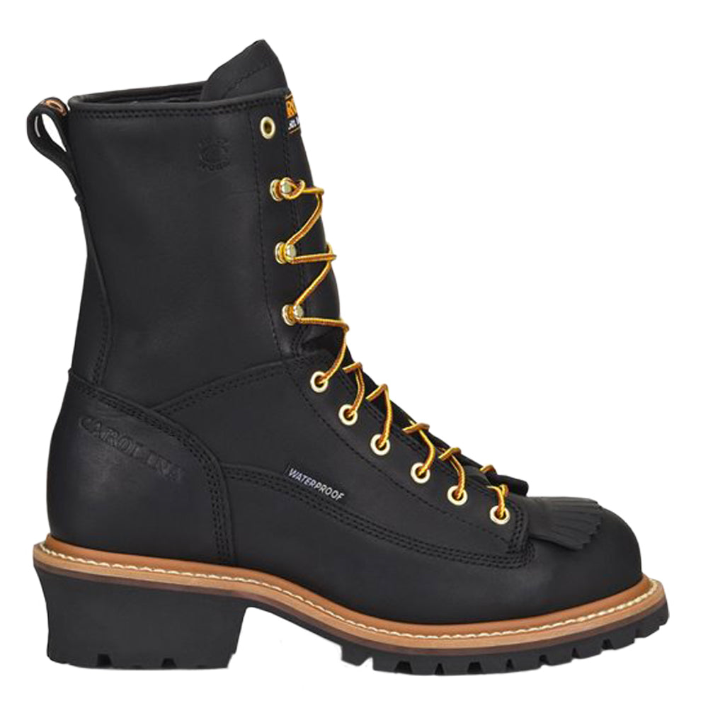 Carolina Men&#39;s Spruce 8&quot; Waterproof Steel Toe Logger Boot_Black - Work World - Workwear, Work Boots, Safety Gear