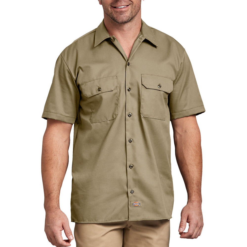 Dickies Men&#39;s Short Sleeve Work Shirt_Khaki - Work World - Workwear, Work Boots, Safety Gear