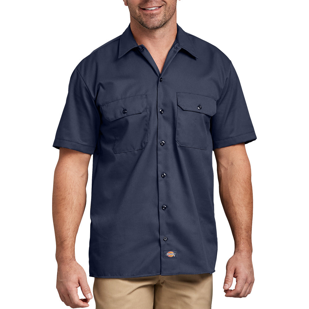 Dickies Men&#39;s Short Sleeve Work Shirt_Navy - Work World - Workwear, Work Boots, Safety Gear