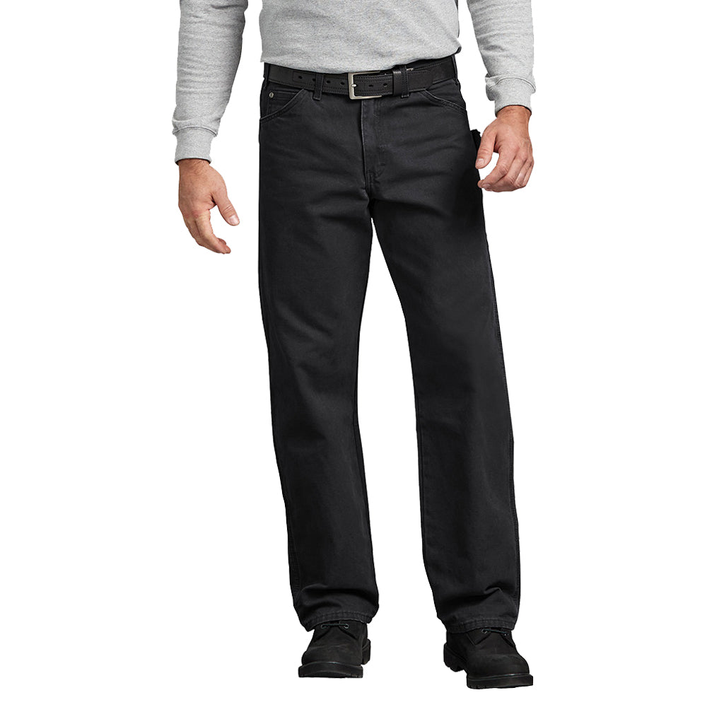 Dickies Men&#39;s Relaxed Fit Straight Leg Carpenter Duck Jean_Rinsed Black - Work World - Workwear, Work Boots, Safety Gear