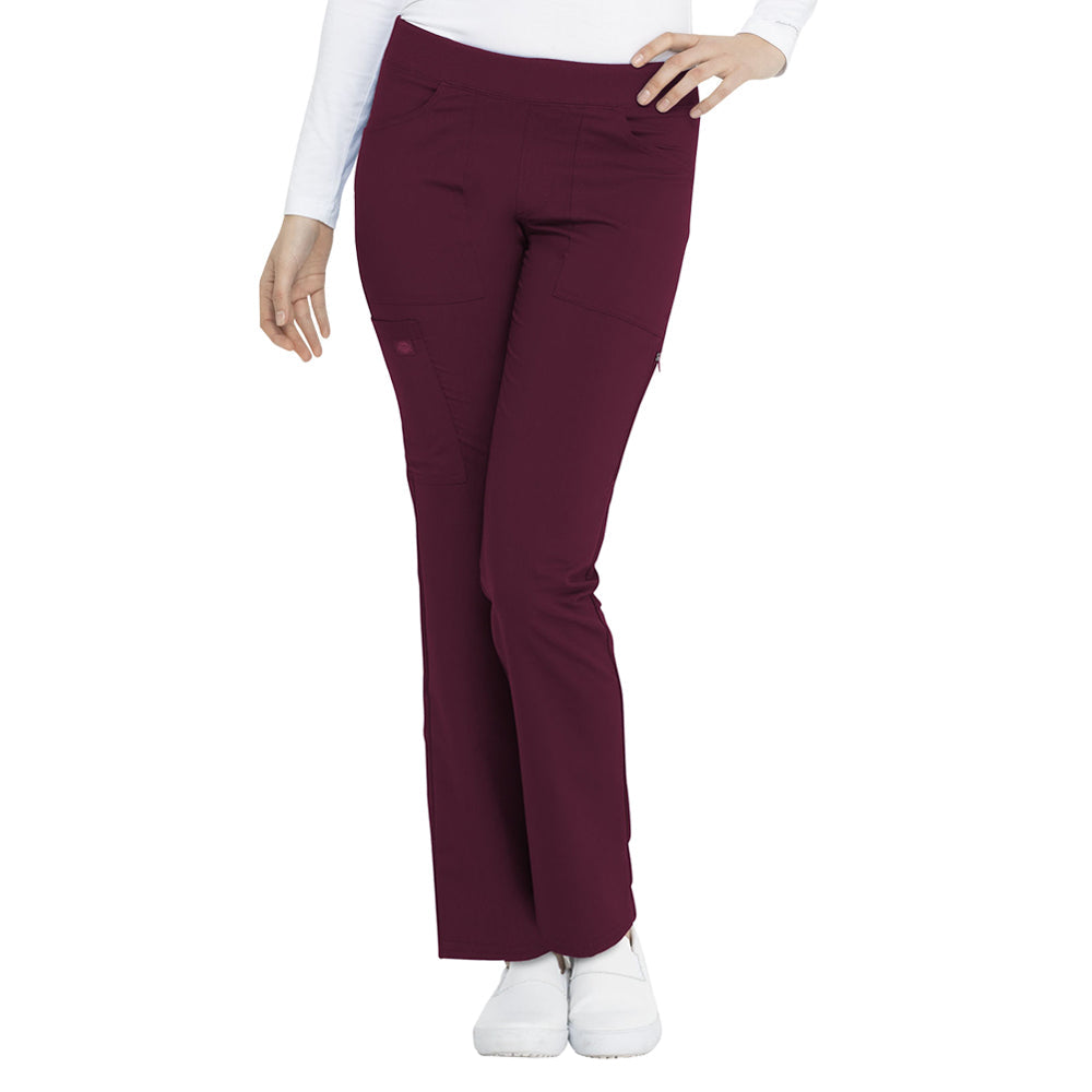 Dickies Women's Mid-Rise 6-Pocket Balance Scrub Pant Scrubs Dickies Wine 2XL Reg