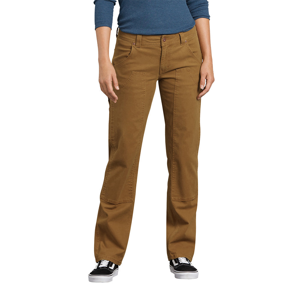 Dickies Women's Washed Stretch Double-Front Carpenter Pant Pants Dickies Rinsed Brown Duck 10 Reg