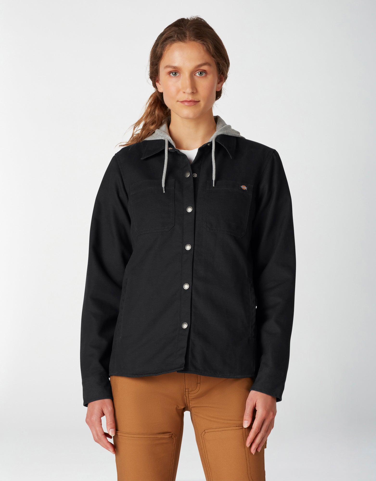 Dickies Women's Hooded Snap-Up Duck Shirt Jacket - Work World - Workwear, Work Boots, Safety Gear
