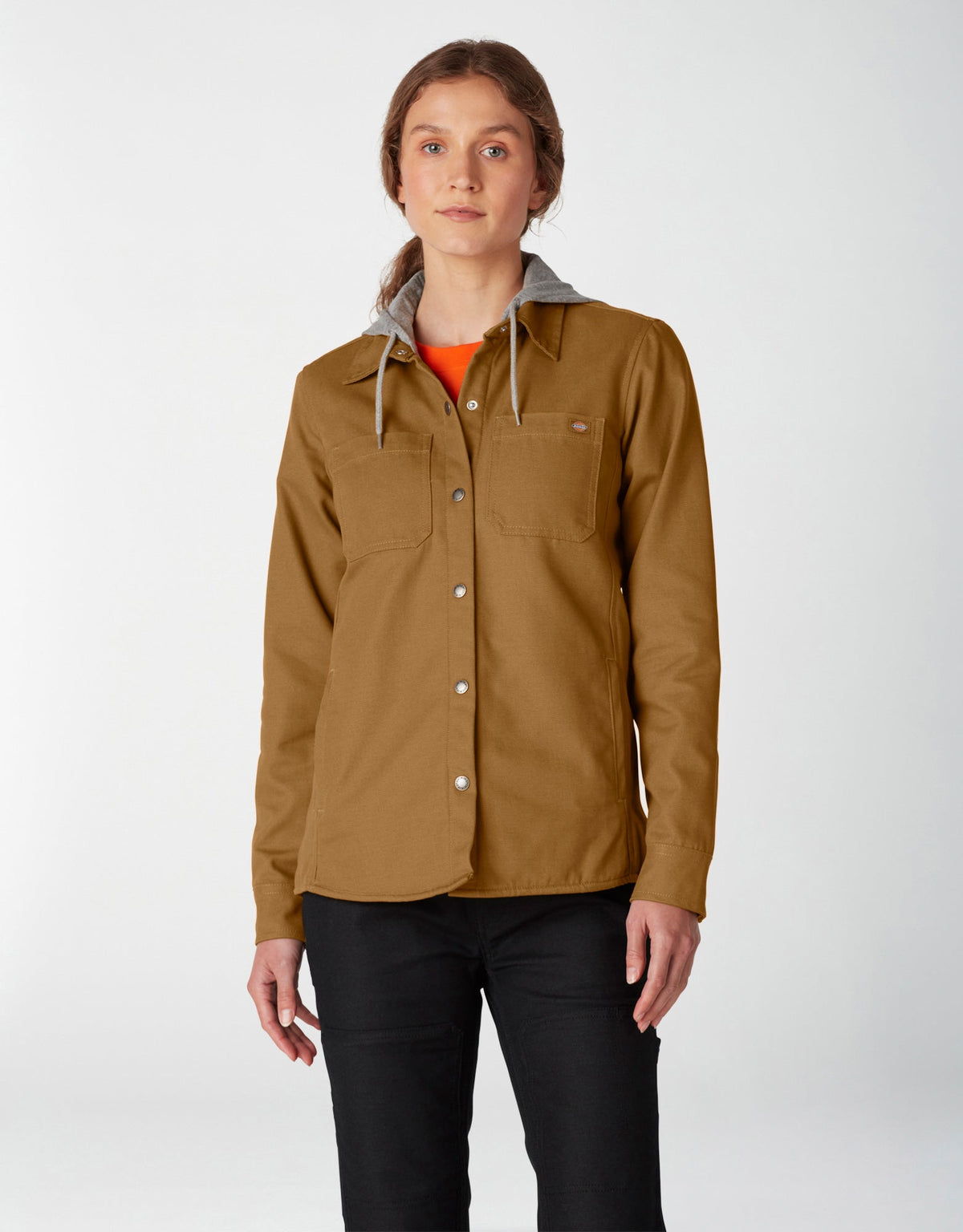 Dickies Women&#39;s Hooded Snap-Up Duck Shirt Jacket - Work World - Workwear, Work Boots, Safety Gear