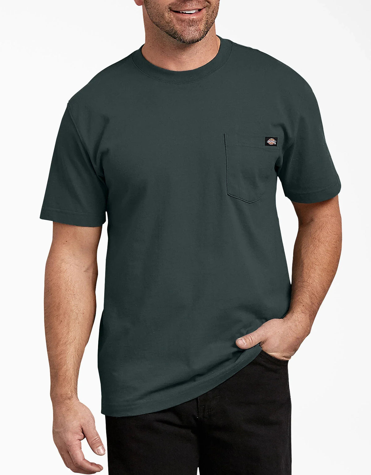 Dickies Men&#39;s Heavyweight Short Sleeve T-Shirt_Hunter Green - Work World - Workwear, Work Boots, Safety Gear