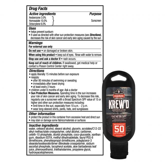 Ergodyne Krew'D SPF 50 Sunscreen Lotion - Work World - Workwear, Work Boots, Safety Gear
