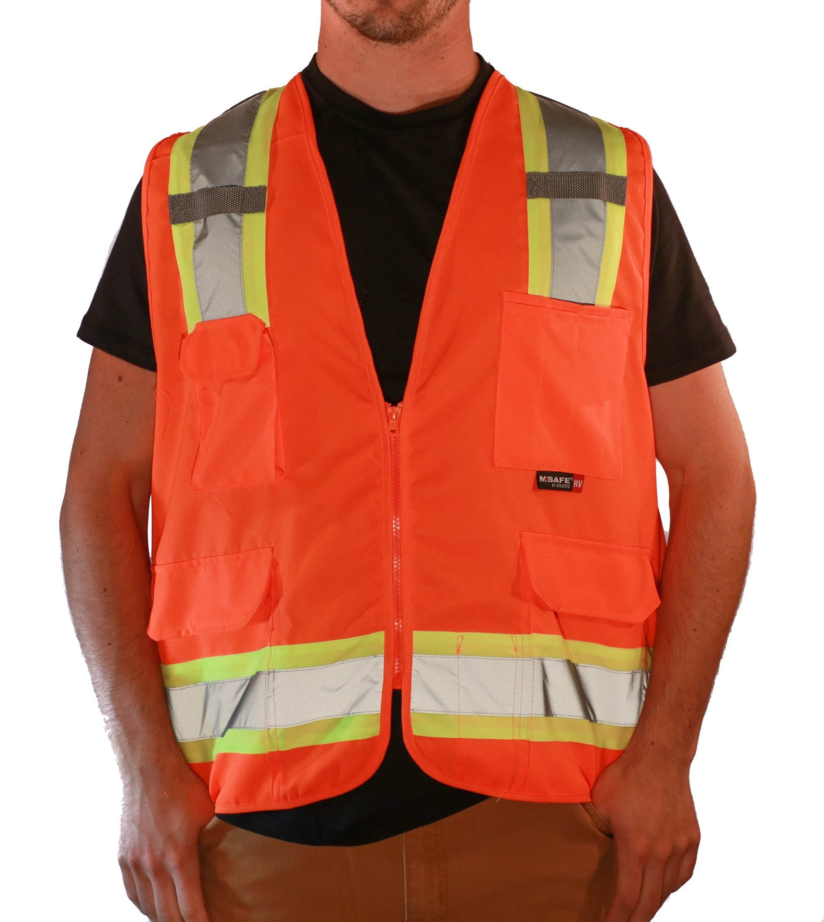Majestic Class 2 Solid Surveyor Safety Vest Vests Majestic Hi-Vis Orange 2XL Reg