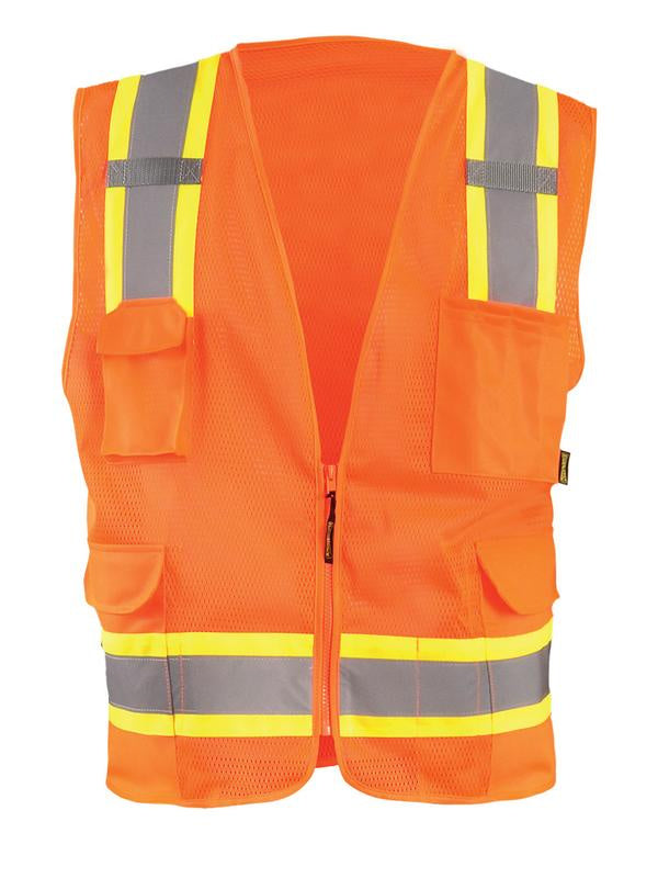 OccuNomix High Visibility Two-Tone Surveyor Mesh Vest Vests OccuNomix Orange S Reg
