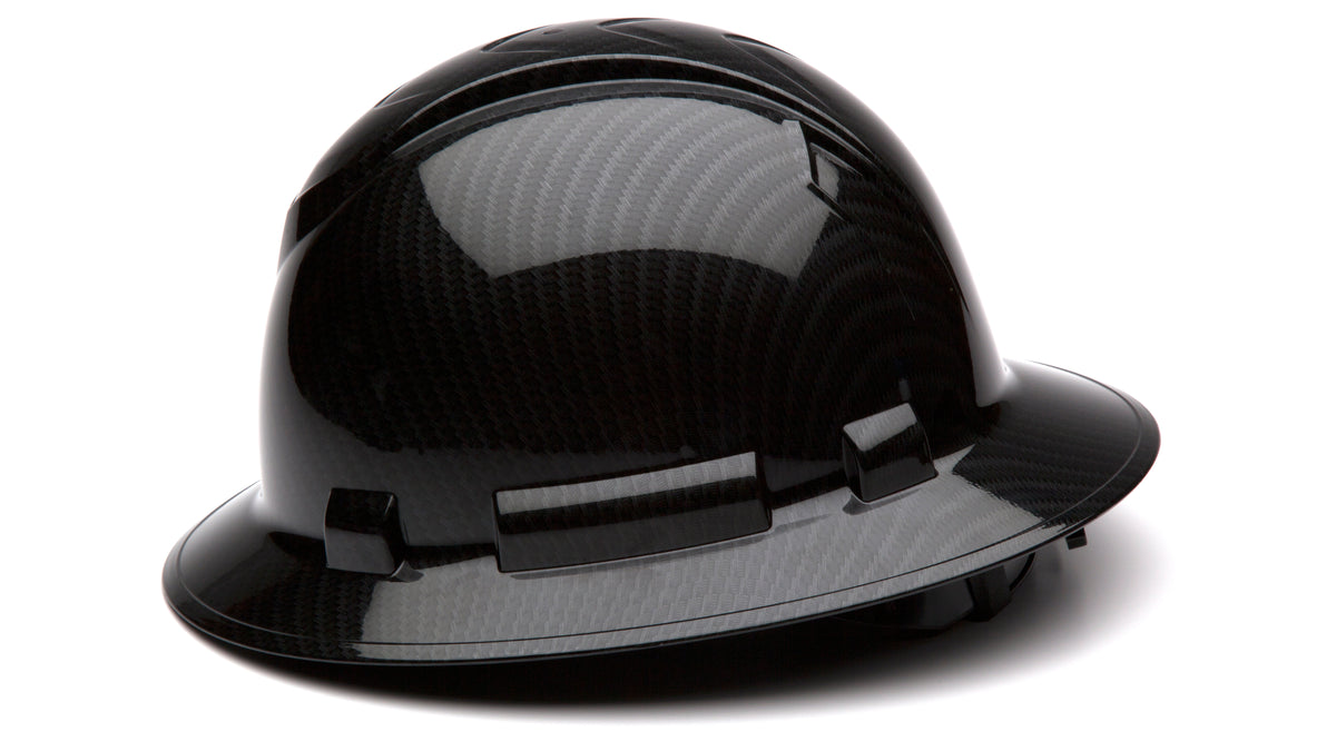 Pyramex Full Brim Graphite Hard Hat_Black Shiny - Work World - Workwear, Work Boots, Safety Gear