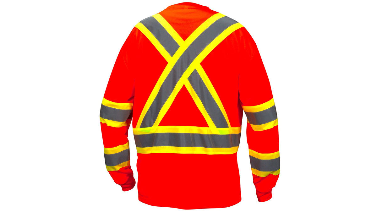 Pyramex Men&#39;s Hi-Vis Long Sleeve T-Shirt_Orange - Work World - Workwear, Work Boots, Safety Gear