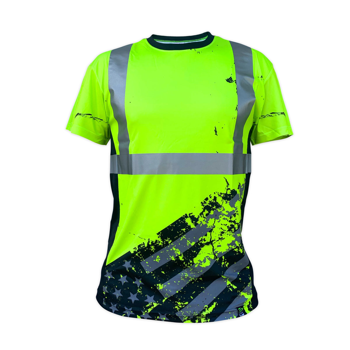 SafetyShirtz Men&#39;s SS360° American Grit Class 2 Short Sleeve Safety T-Shirt_Hi-Vis Green - Work World - Workwear, Work Boots, Safety Gear