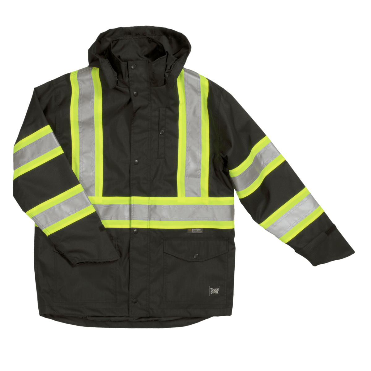 Tough Duck C1 Hi-Vis Waterproof Snap-Front Safety Rain Jacket - Work World - Workwear, Work Boots, Safety Gear