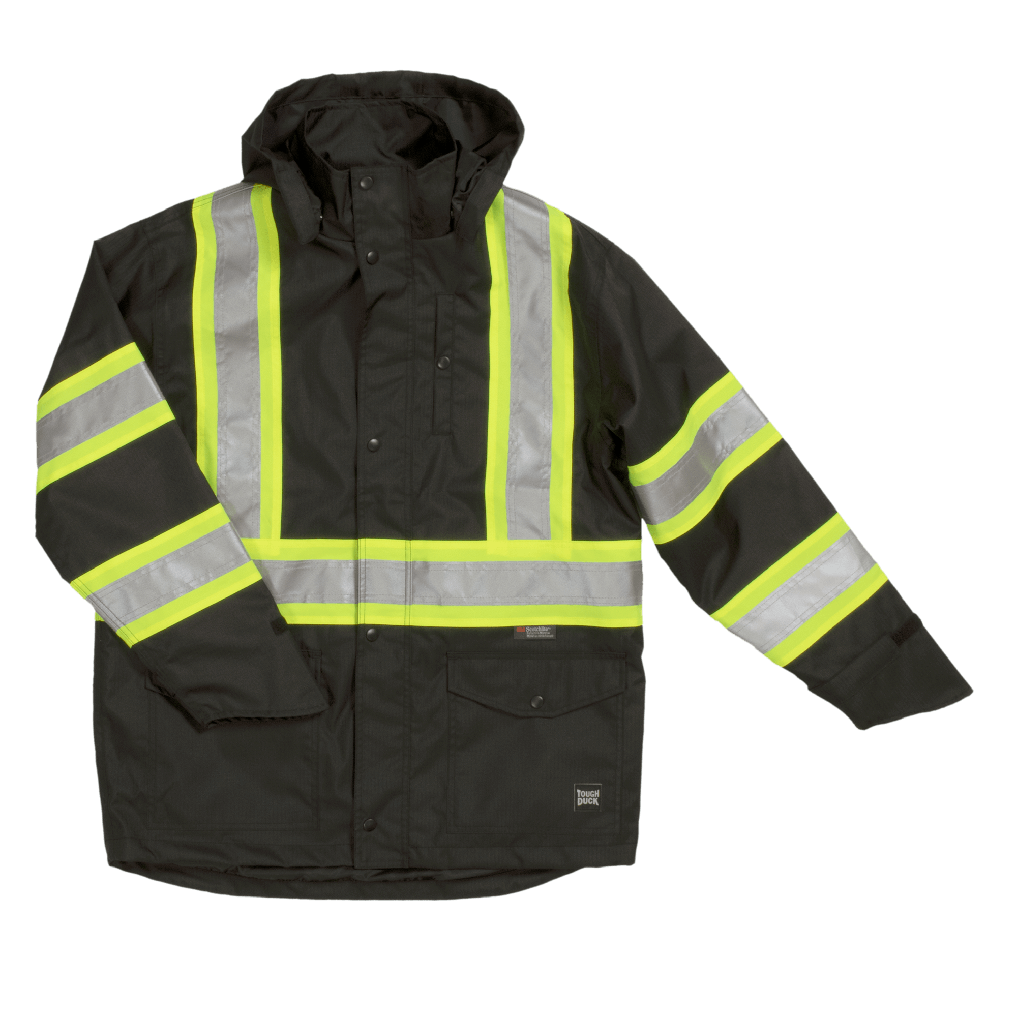 Tough Duck C1 Hi-Vis Waterproof Snap-Front Safety Rain Jacket - Work World - Workwear, Work Boots, Safety Gear