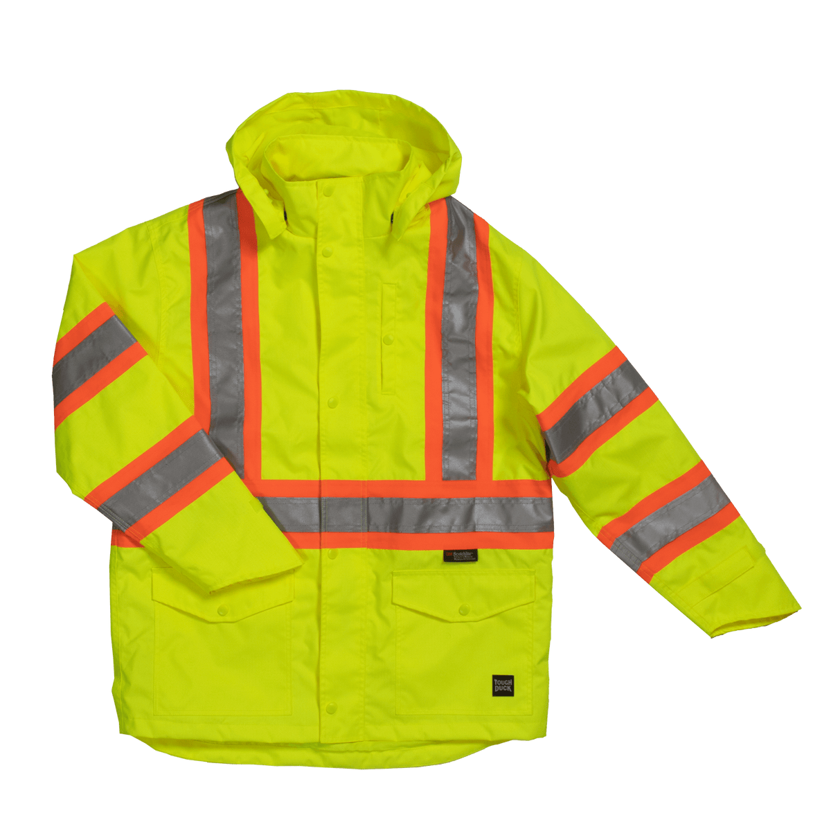 Tough Duck C3 Hi-Vis Waterproof Snap-Front Safety Rain Jacket Jackets & Coats Tough Duck