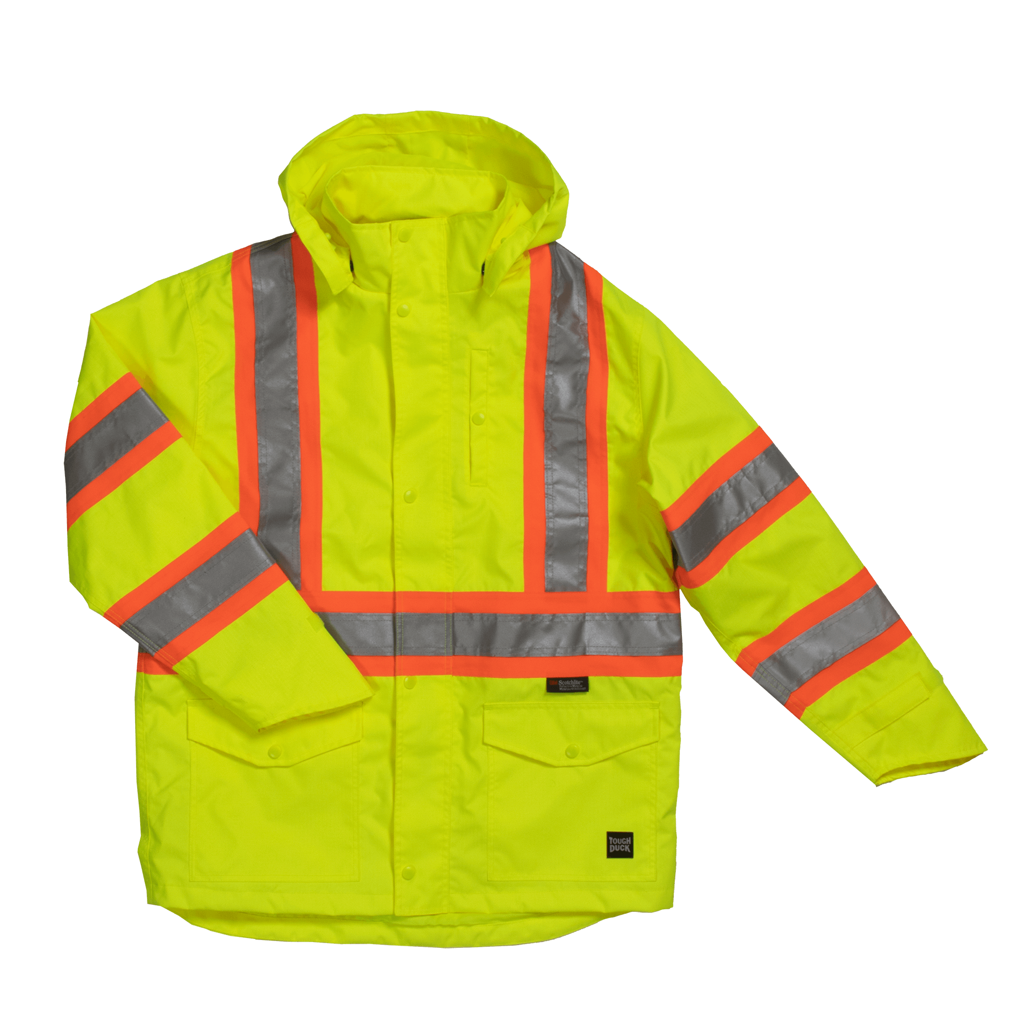 Tough Duck C3 Hi-Vis Waterproof Snap-Front Safety Rain Jacket - Work World - Workwear, Work Boots, Safety Gear