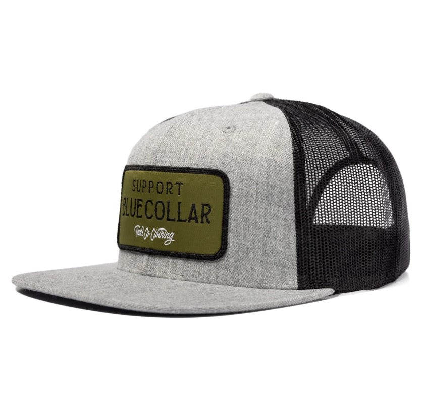 Troll Co. Men's Barricade "Support Blue Collar" Patch Mesh Snapback Hat - Work World - Workwear, Work Boots, Safety Gear