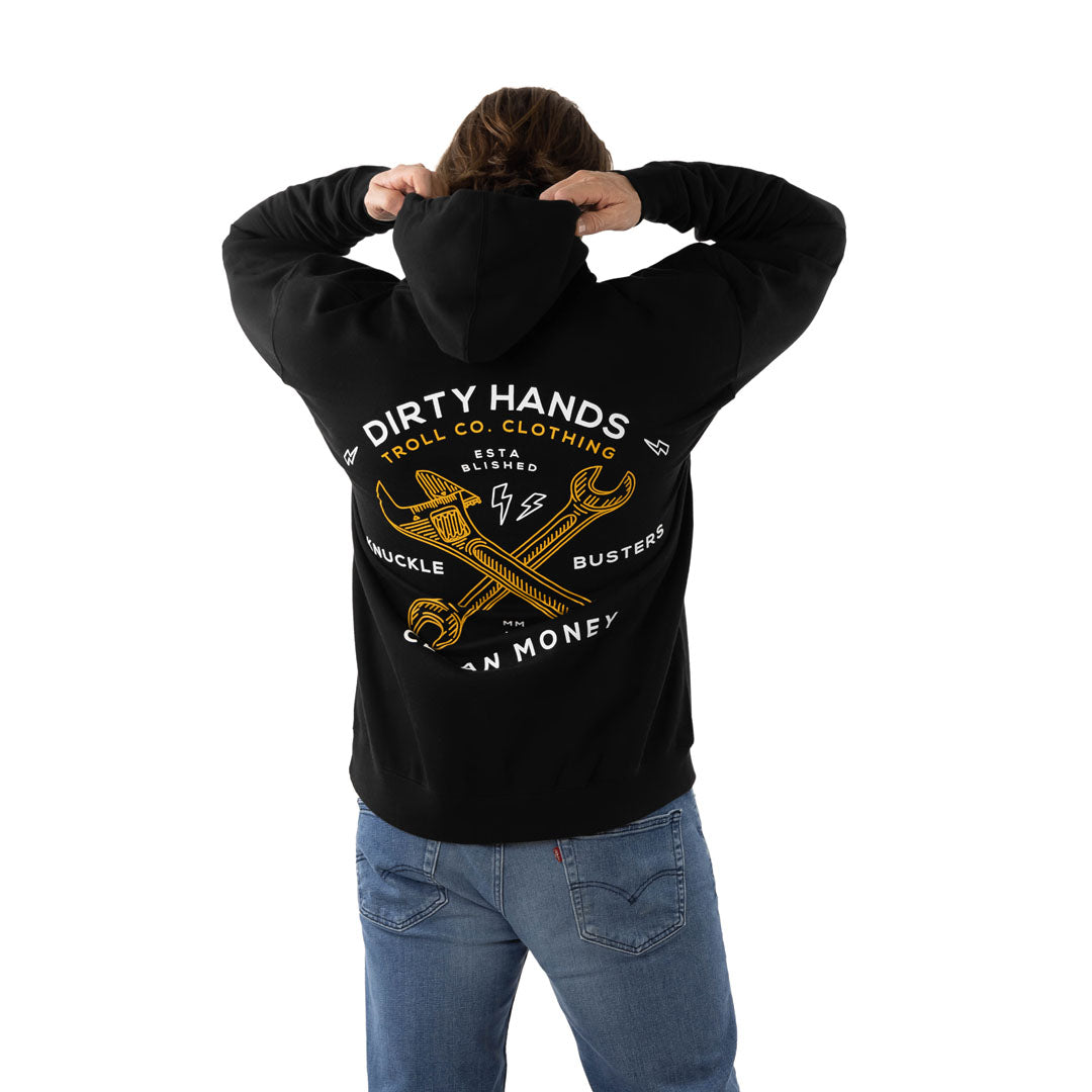Troll Co. Men&#39;s Twisting Wrenches &quot;Dirty Hands Clean Money&quot; Graphic Hoodie - Work World - Workwear, Work Boots, Safety Gear