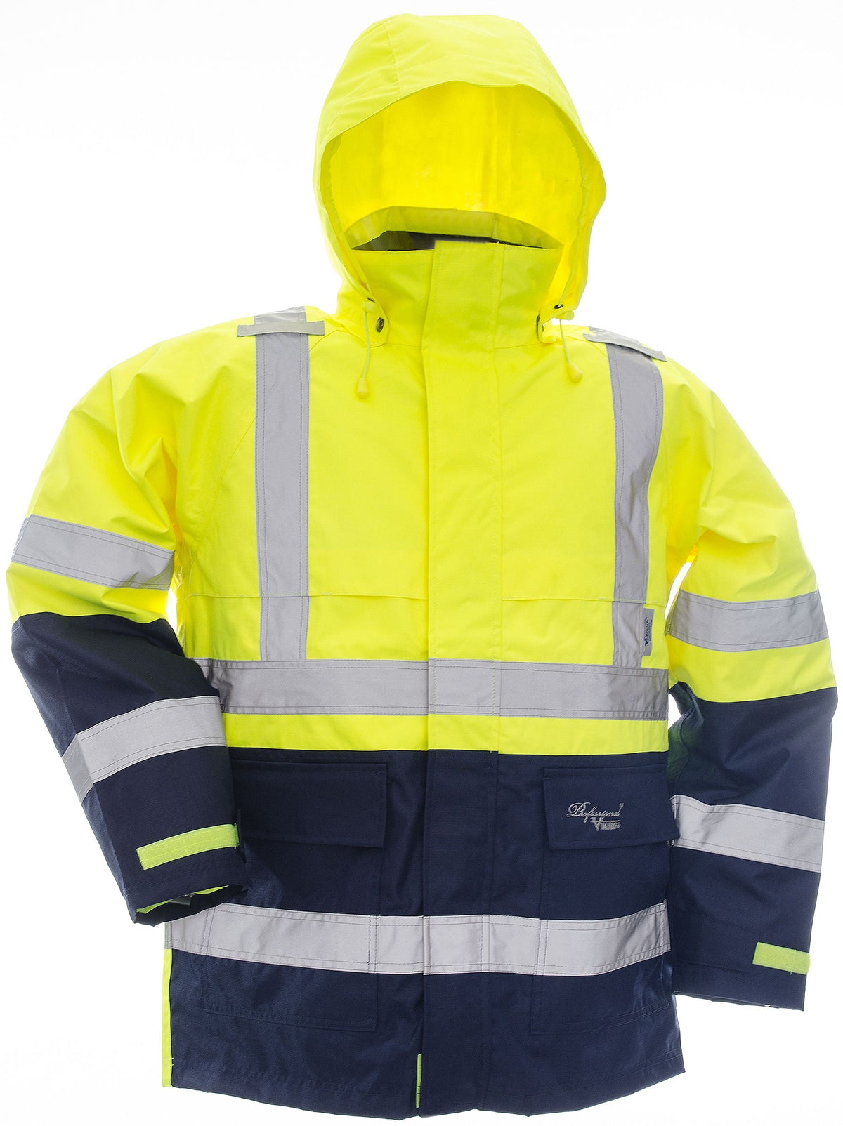 Viking Men's Professional® Journeyman Hi-Vis Class 3 Waterproof Trilobal Hooded Jacket Rainwear Viking Hi-Vis Green 2XL Reg