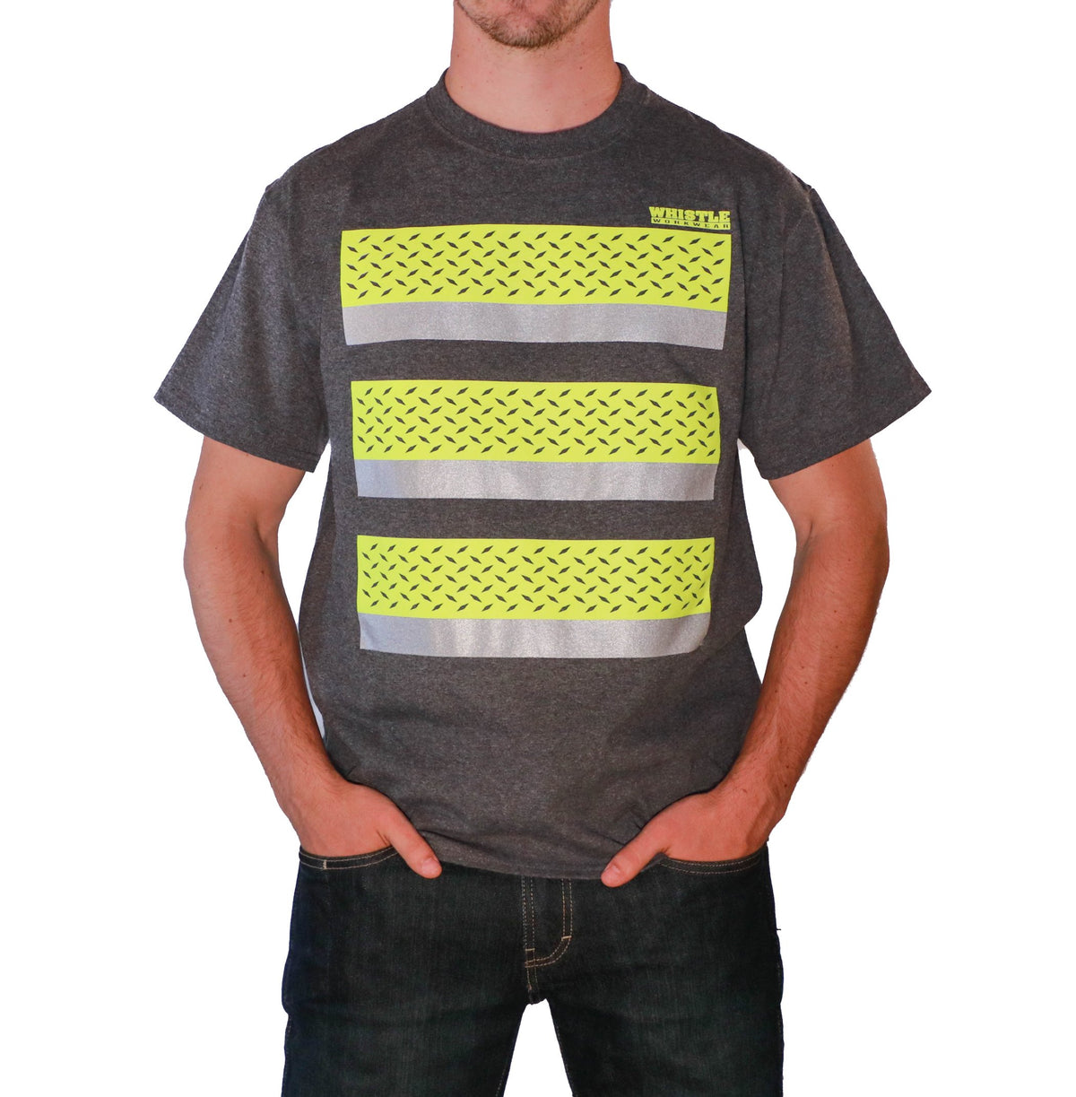 Whistle Workwear Safety Diamond Plate Short Sleeve T-Shirt_Heather Charcoal - Work World - Workwear, Work Boots, Safety Gear